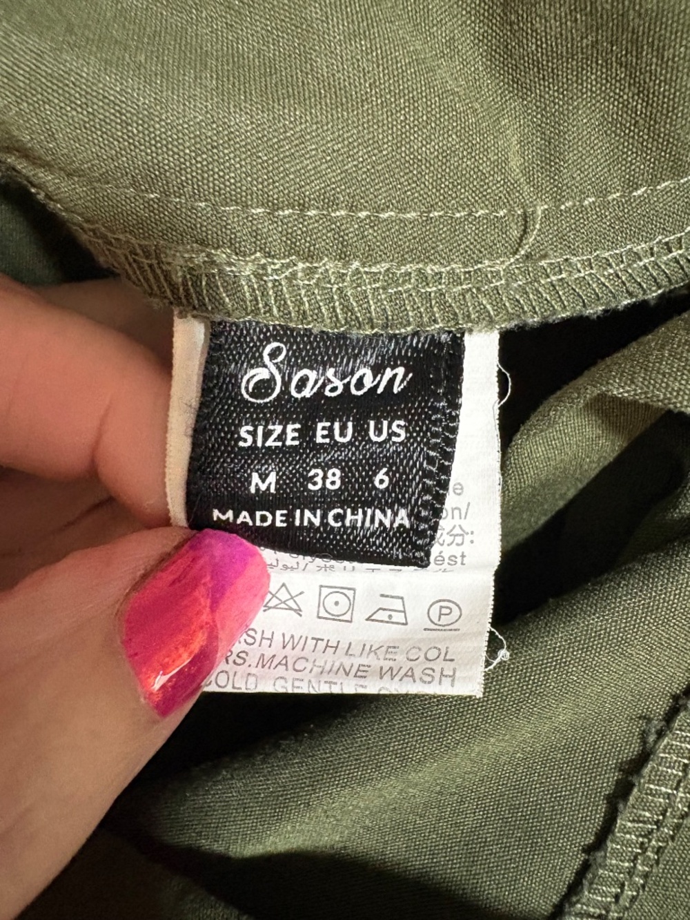 Olive green skirt with pockets M - Picture 6 of 9